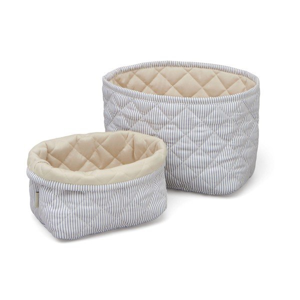 Šviesiai mėlynos spalvos iš tekstilės vaikiški krepšiai 2 vnt. Classic Stripes Blue, Praline – Cam Cam Copenhagen