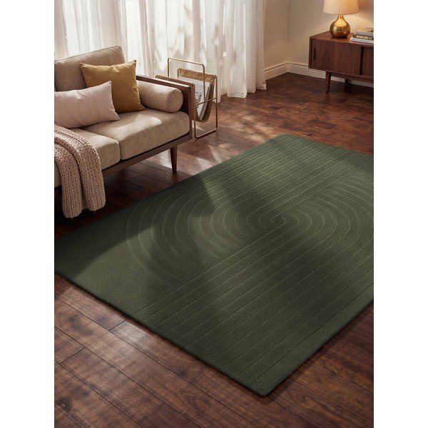 Rankų darbo tamsiai žalios spalvos iš vilnos kilimas 200x300 cm Arcura – Vikosa-image-1