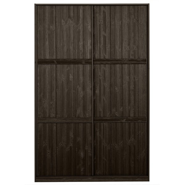Iš pušies masyvo drabužių spinta tamsiai rudos spalvos su stumdomomis durimis 139x215 cm Katoi – BePureHome