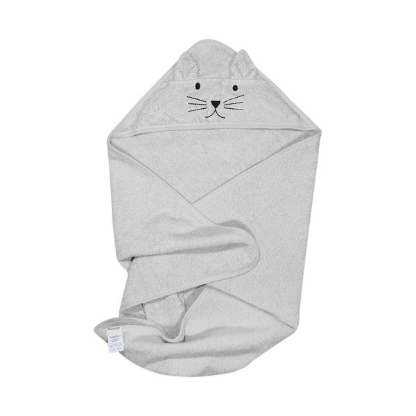 Pilkos spalvos medvilninis vaikiškas rankšluostis su gobtuvu Kindsgut Cat-image-2