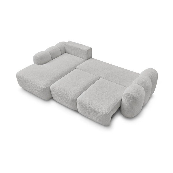 Šviesiai pilkos spalvos sulankstoma/su sandėliavimo vieta kampinė sofa iš boucle (su kairiuoju kampu/su gultu) Montaigne – Bobochic Paris-image-3
