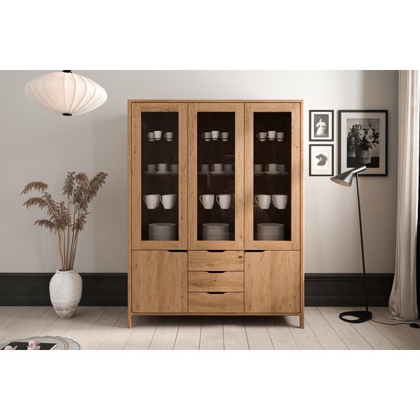 Iš ąžuolo masyvo vitrina natūralios spalvos 140x188 cm Twig – The Beds-image-1