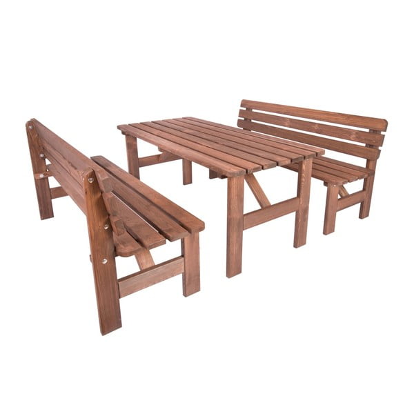 Medžio masyvo sodo suoliukas rudos spalvos Miriam – Rojaplast-image-3