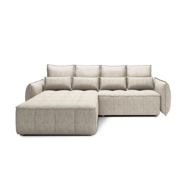 Smėlio spalvos iš velveto sulankstoma/su sandėliavimo vieta kampinė sofa (su kairiuoju kampu/su gultu) Campo – ELTAP