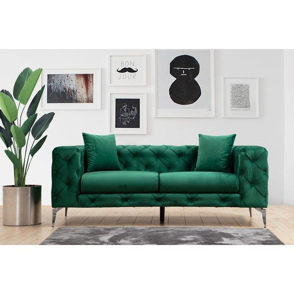 Sofa tamsiai žalios spalvos iš velveto 197 cm Como – Artie-image-4
