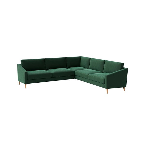 Kampinė sofa tamsiai žalios spalvos iš velveto Karoto – Ame Yens