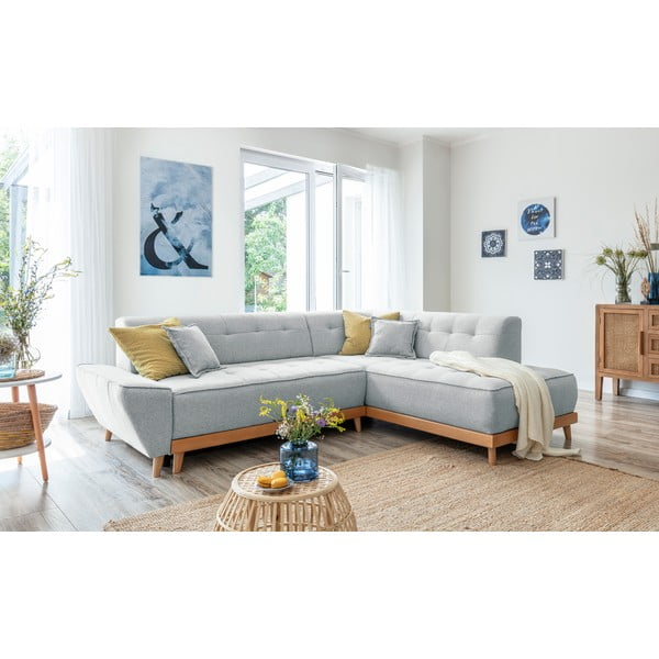 Šviesiai pilka sofa-lova Miuform Dazzling Daisy L, dešinysis kampas-image-3