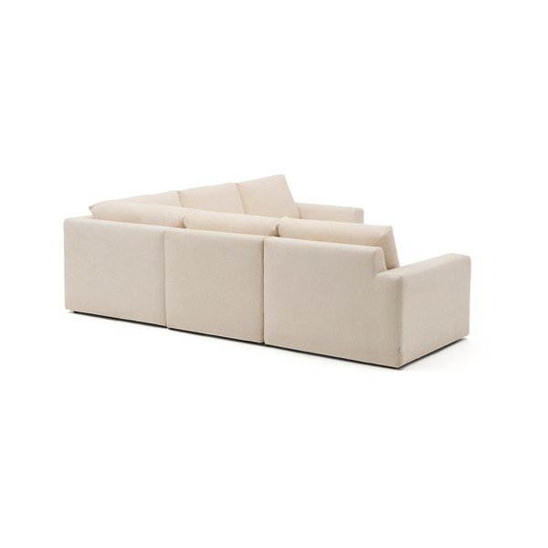 Smėlio spalvos kampinė sofa iš šenilinio audinio (kintama/„L“ formos) Alea – Kave Home-image-3