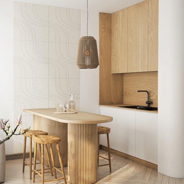 Iš tekstilės akustinės plokštės 2 vnt. 60x60 cm Waves II – Styler-image-2