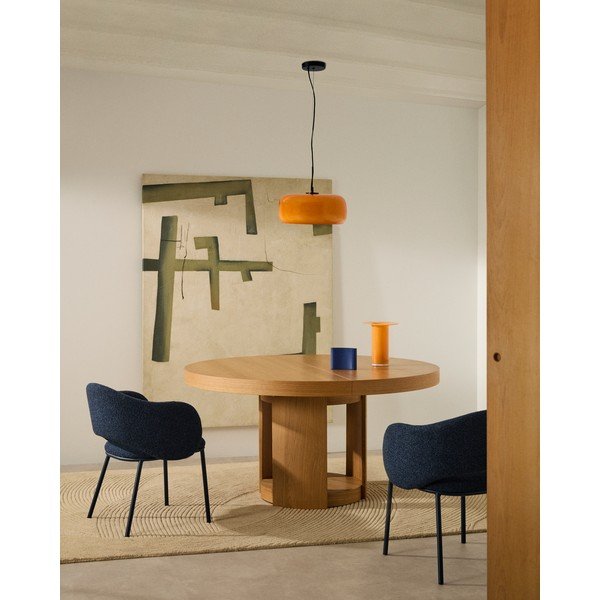 Oranžinės spalvos kabantis šviestuvas LED ø 38 cm su stiklo gaubtu Reig – Kave Home-image-4
