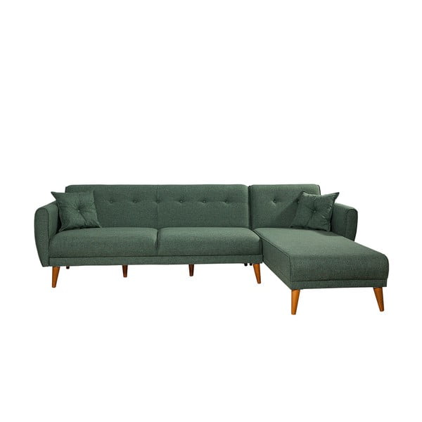 Sulankstoma kampinė sofa tamsiai žalios spalvos Aria – Balcab Home
