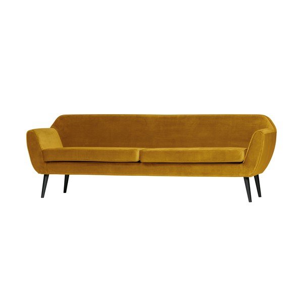 Geltonos spalvos aksominė sofa WOOOD Rocco, 230 cm-image-2