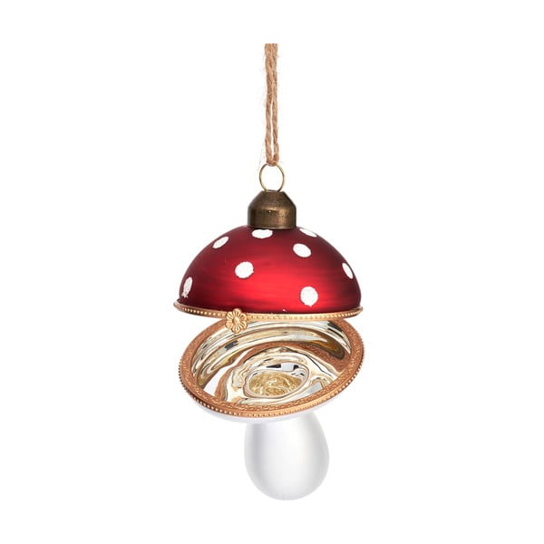 Iš stiklo rankų darbo eglutės papuošimas 9 cm Mushroom – Sass & Belle-image-2