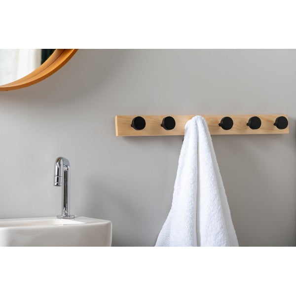 Iš pušies masyvo sieninė lentyna juodos spalvos  Knobs – PT LIVING-image-1