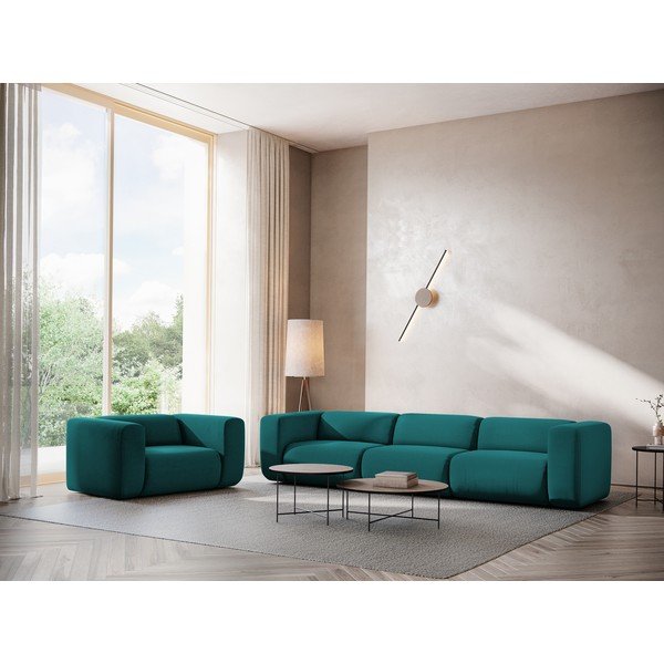 Turkio spalvos iš velveto sofa 319 cm Ekahi – Makamii-image-1