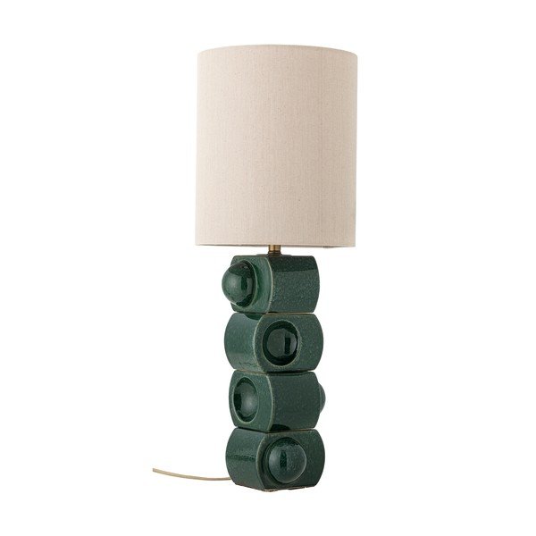 Žalios spalvos/kreminės spalvos iš keramikos stalinis šviestuvas (aukštis 68 cm) su tekstiliniu gaubtu Brady – Bloomingville