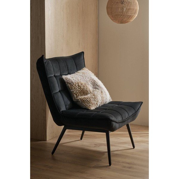 Juodos spalvos krėslas iš velveto Legend – Ellos Home-image-1