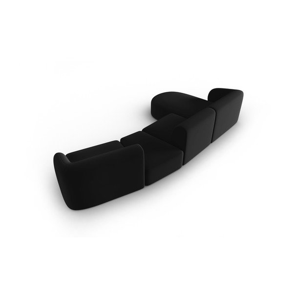 Juodos spalvos iš velveto kampinė sofa (su kairiuoju kampu/su gultu) Paolo – Milo Casa-image-3