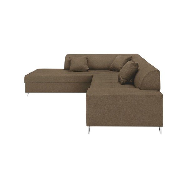 Šviesiai ruda kampinė sofa-lova su sidabrinėmis kojelėmis "Cosmopolitan Design Orlando", kairysis kampas-image-2