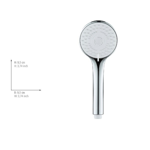 Sidabrinės spalvos iš plastiko dušo galvutė ø 9,5 cm Uno – Allstar-image-3