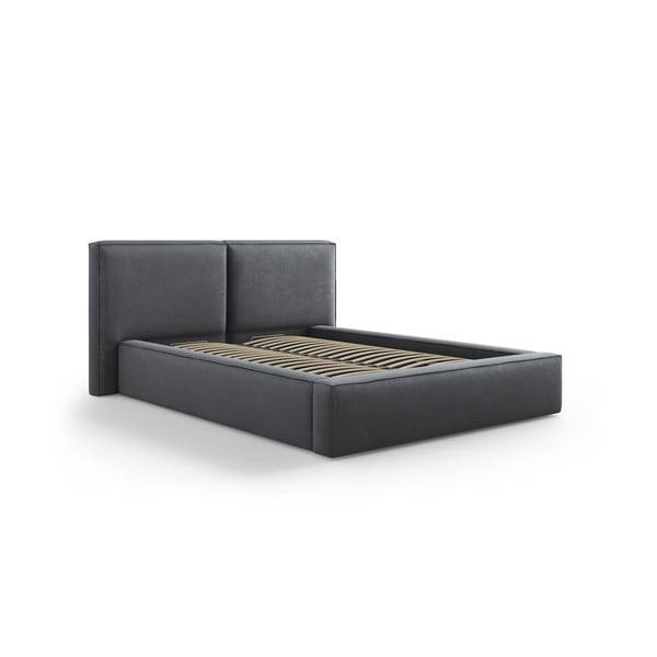 Dvigulė lova tamsiai pilkos spalvos audiniu dengta su sandėliavimo vieta su lovos grotelėmis 140x200 cm Arendal – Cosmopolitan Design