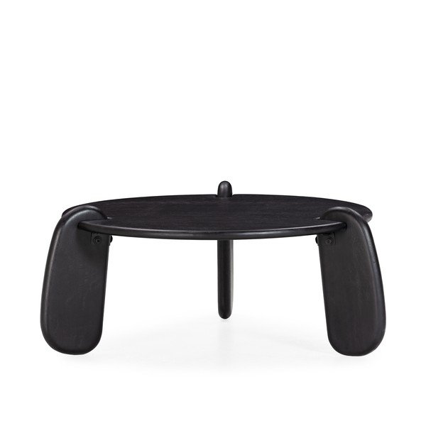 Juodos spalvos iš mango masyvo apvalios formos kavos staliukas ø 80 cm Tamira – MOME-image-2