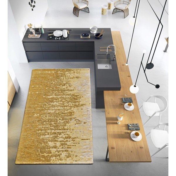 Skalbiamas kilimas ochros spalvos 55x115 cm Tamigi Oro – Floorita-image-1
