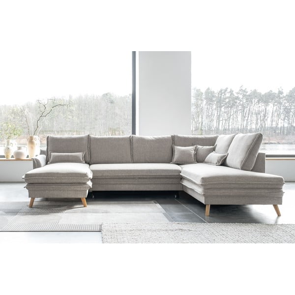 Sulankstoma kampinė sofa smėlio spalvos (su dešiniuoju kampu/„U“ formos) Charming Charlie – Miuform-image-1