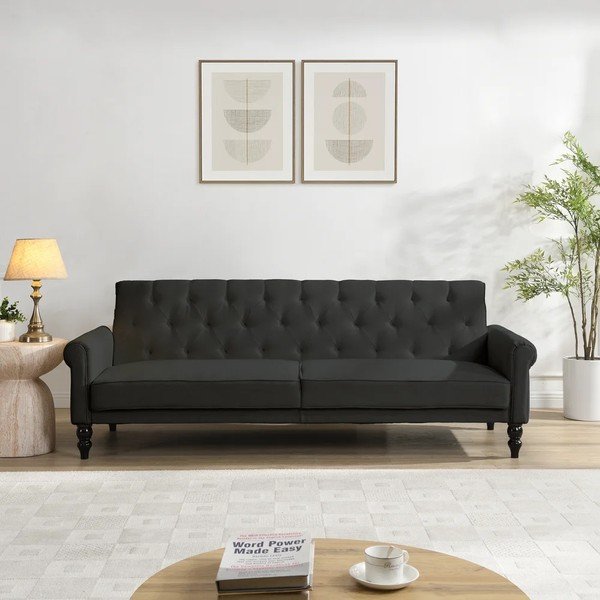 Antracito spalvos reguliuojama/sulankstoma sofa 222 cm Tyne – Støraa-image-1
