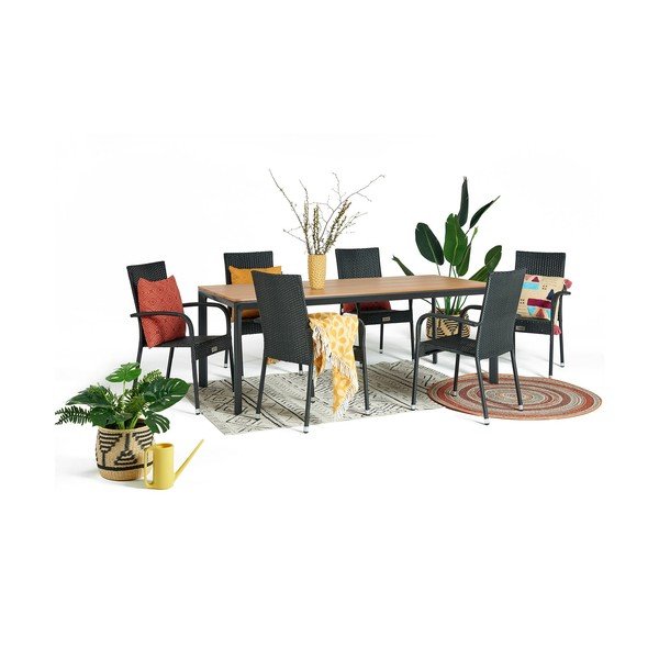 Plastikinės sodo kėdės juodos spalvos 2 vnt. Paris – Bonami Essentials-image-2