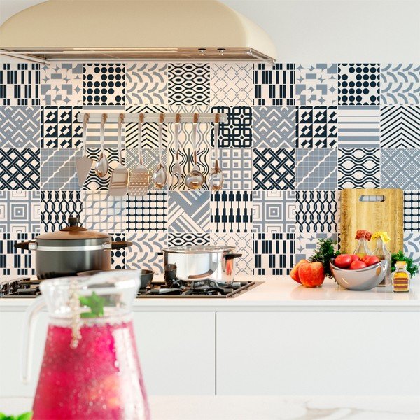 24 sieninių lipdukų rinkinys Ambiance Wall Decal Scandinavian Tiles Kiev, 10 x 10 cm-image-1