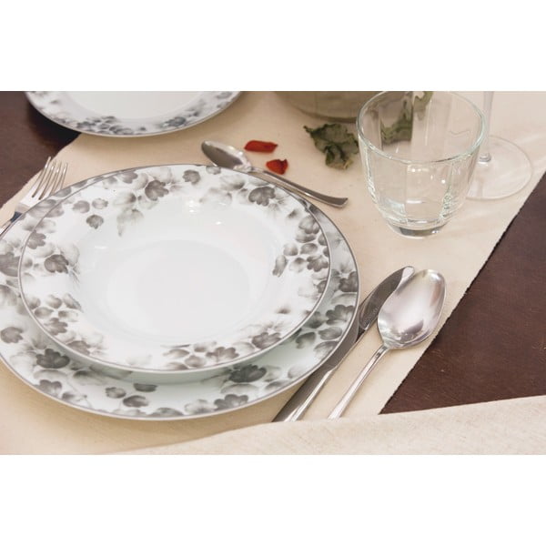 Desertinės iš porceliano  lėkštės baltos spalvos/šviesiai pilkos spalvos 6 vnt. ø 19 cm Foliage gray – Villa Altachiara-image-1