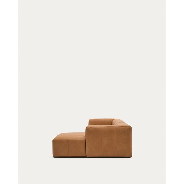 Rudos spalvos kampinė sofa iš odos (su dešiniuoju kampu/su gultu) Blok – Kave Home-image-2