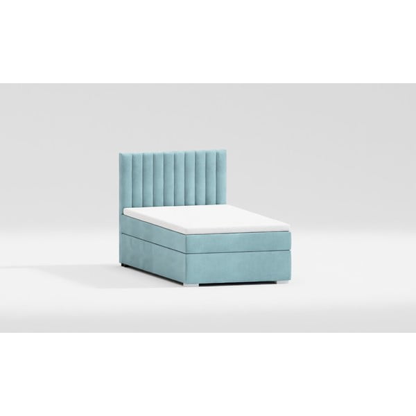 Viengulė lova šviesiai mėlynos spalvos audiniu dengta su sandėliavimo vieta su lovos grotelėmis 80x200 cm Bunny – Ropez