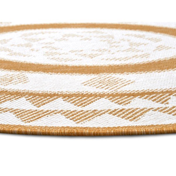 Apvalios formos lauko kilimas ochros spalvos/baltos spalvos ø 140 cm Jamaica – NORTHRUGS-image-3