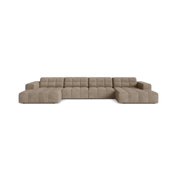 Smėlio spalvos kampinė sofa iš šenilinio audinio („U“ formos) Chicago – Cosmopolitan Design