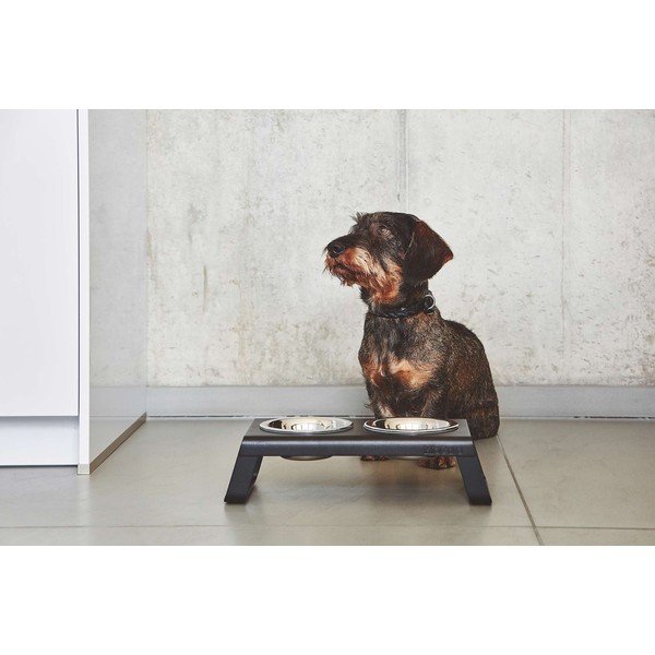 Iš metalo dubenėlių komplektas su stovu šuniui Desco Black S – MiaCara-image-3