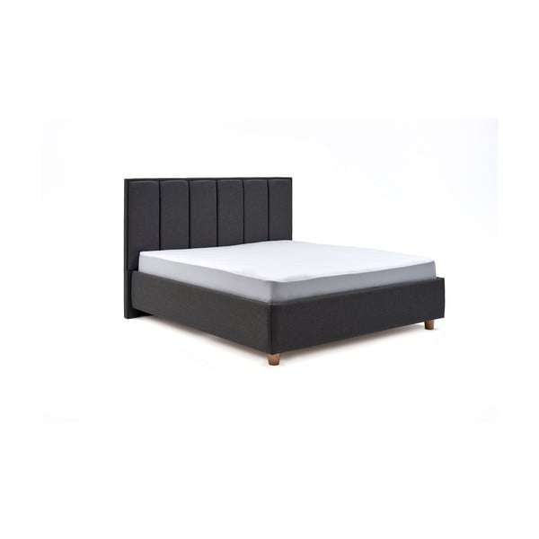 Tamsiai pilka dvigulė lova su daiktadėže ProSpánek Wega, 160 x 200 cm