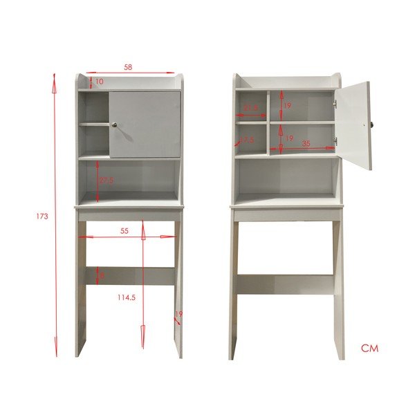 Baltos spalvos aukšta spintelė virš skalbimo mašinos 58x173 cm Laundry – Tomasucci-image-4