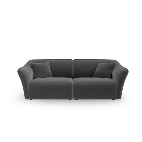 Iš velveto sofa tamsiai pilkos spalvos 206 cm Tokyo – Cosmopolitan Design