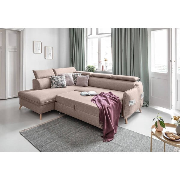 Sulankstoma kampinė sofa smėlio spalvos (su kairiuoju kampu) Sweet Harmony – Miuform-image-4