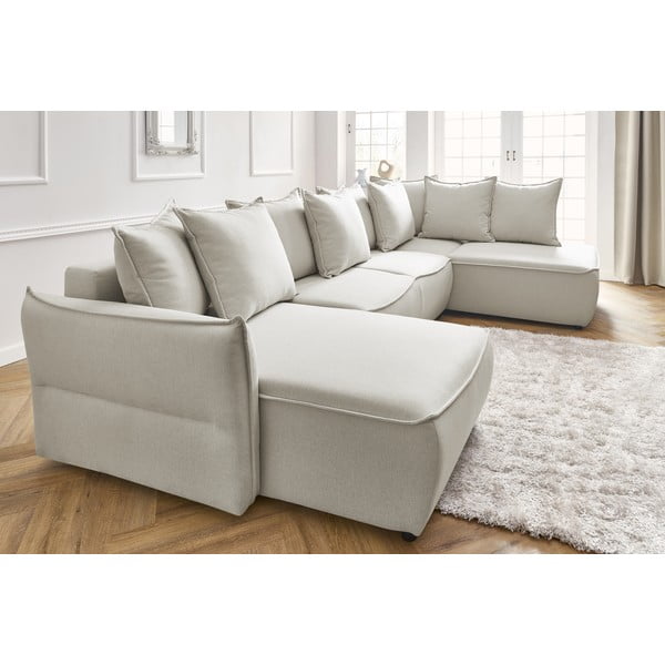 Sulankstoma kampinė sofa kreminės spalvos (su dešiniuoju kampu) Leon – Bobochic Paris-image-1