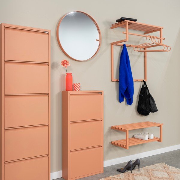 Rausvos spalvos iš metalo sieninė lentyna su lentyna 76 cm Rizzoli – Spinder Design-image-1