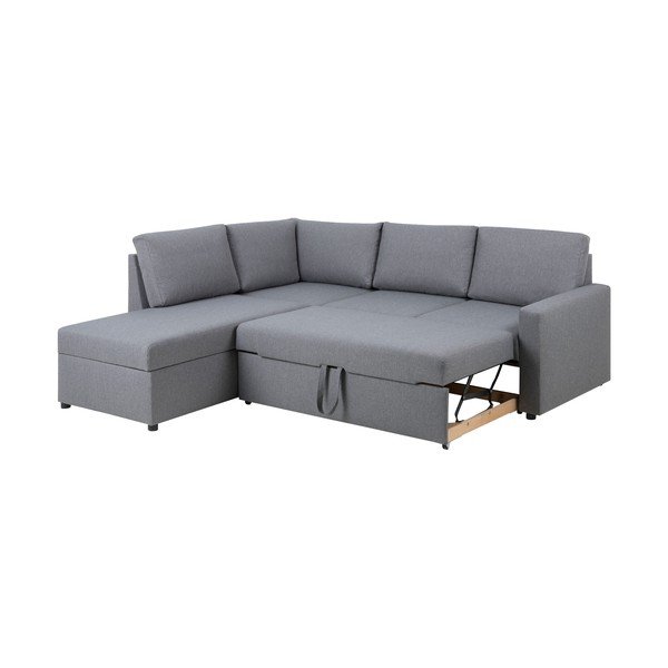 Šviesiai pilka sofa-lova su daiktų laikymo erdve ir gultais kairėje pusėje Actona Sacramento-image-2