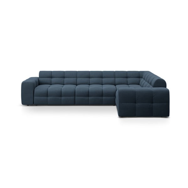 Tamsiai mėlynos spalvos kampinė sofa (su dešiniuoju kampu/„L“ formos) Kendal – Micadoni 