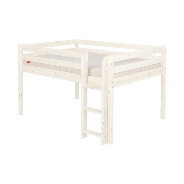 Balta vaikiška vidutinio aukščio dvigulė lova iš pušies medienos Flexa Classic, 140 x 200 cm