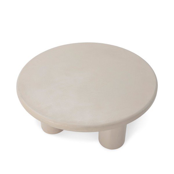 Kreminės spalvos apvalios formos kavos staliukas su akmens dekoru ø 80 cm Iriel – MOME-image-3