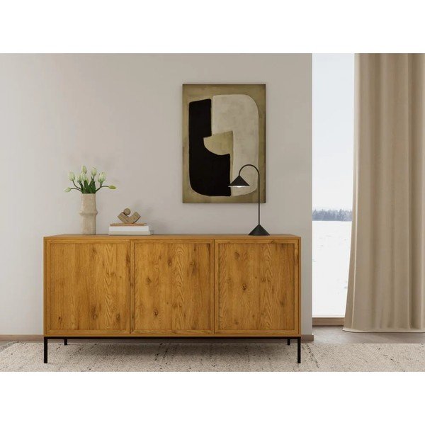Natūralios spalvos šoninė spintelė iš ąžuolo 158x80x40 cm Palmdale – Actona-image-1