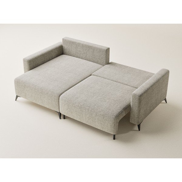 Smėlio spalvos sulankstoma/su sandėliavimo vieta kampinė sofa iš šenilinio audinio (su kairiuoju kampu/su gultu) Leon – Maison de Rêve-image-3