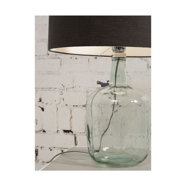 Stalinė lempa su juodu gaubtu ir perdirbto stiklo struktūra Good&Mojo Murano, ⌀ 30 cm-image-1